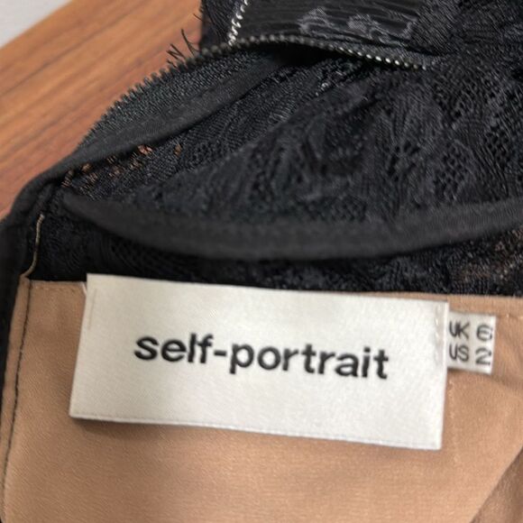 Self Portrait Fine Lace Black Cropped Wide Leg Jumpsuit. Size 2. - Picture 11 of 12